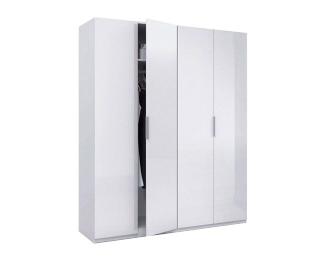 Roupeiro low cost 4 portas branco brilhante 180 x 200 x 52 cm
