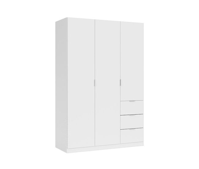 Roupeiro lcx 3 portas 3 gavetas branco 135 x 200 x 52 cm