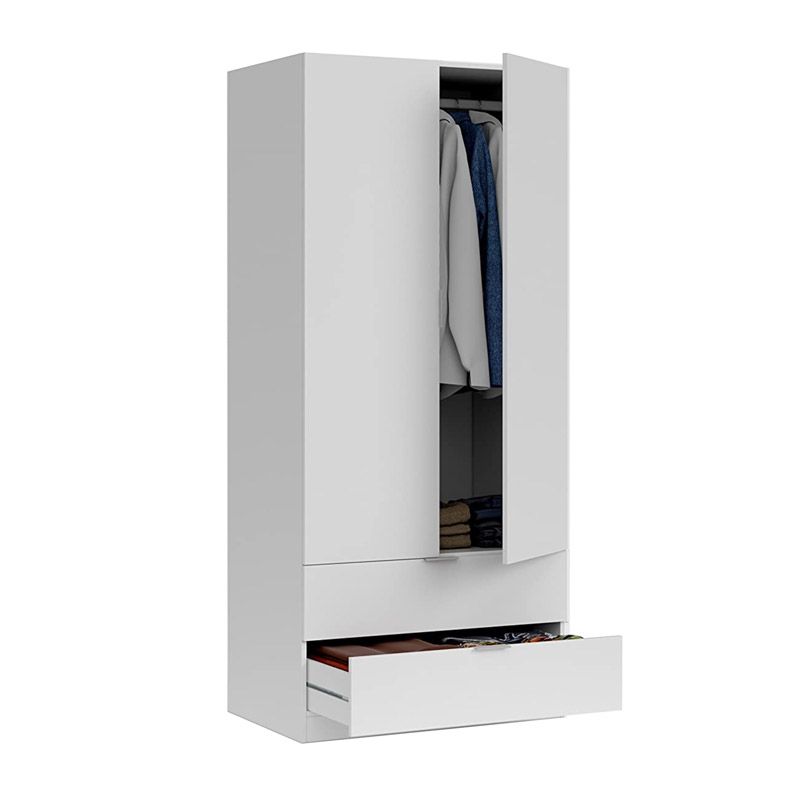 Armário 2 portas 2 gavetas aglomerado branco 180x81,5x52cm