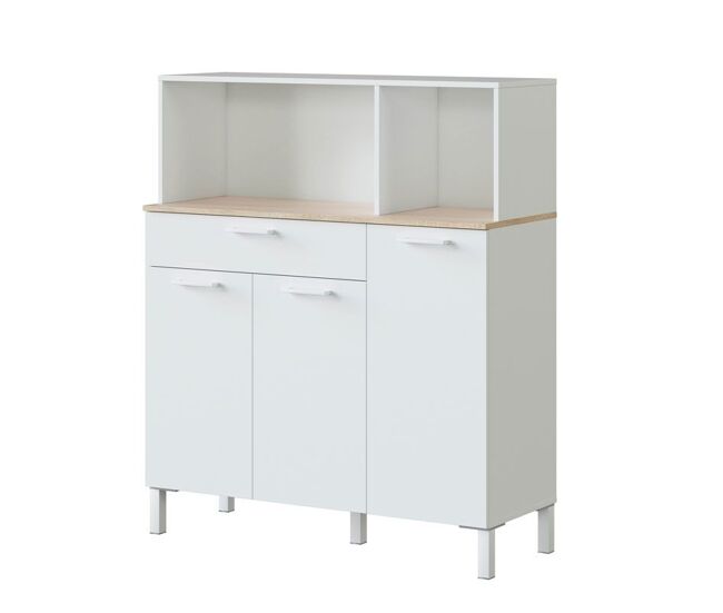 Armário de cozinha 3 portas artik white (branco mate) - carvalho canadiano 108 x 126 x 40 cm
