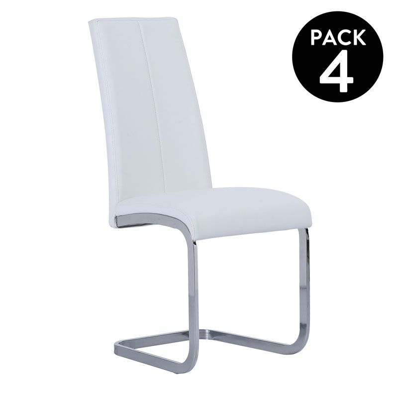 Conjunto de 4 cadeiras de jantar em pele smile branco 44,9 x 100 x 38 cm