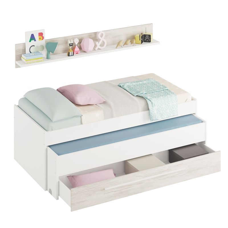 Cama e estante sem sommier e colchões