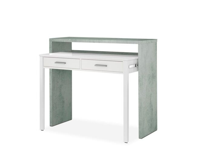 Secretária extensível mesa branco artik (branco mate) - cinzento cimento 98,5 x 87,5 x 36–66 cm