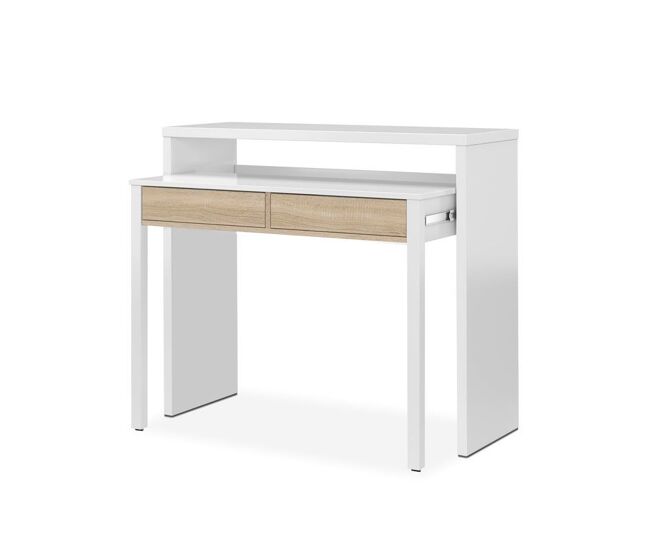 Secretária extensível mesa artik white (branco mate) - carvalho canadiano 98,5 x 87,5 x 36–66 cm