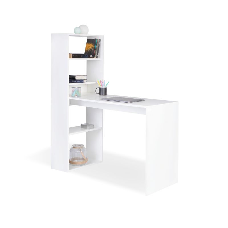Mesa de estudo qanik com prateleiras branco 120,5 x 140 x 49,5 cm