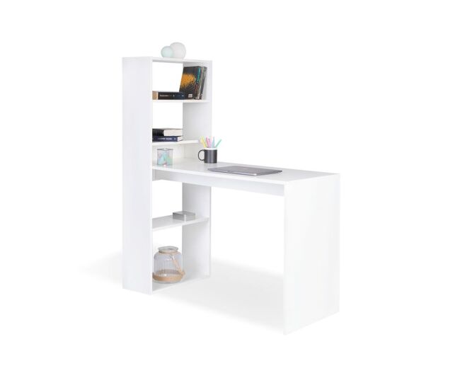 Mesa de estudo qanik com prateleiras branco 120,5 x 140 x 49,5 cm