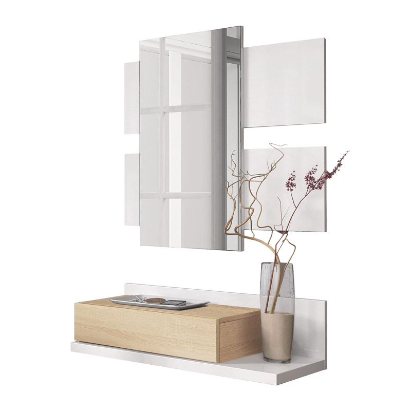 Duehome Mobiliário De Corredor Tekkan Artik White ( Mate) - Carvalho Canadiano 75 X 116 X 29Cm Cm Branco