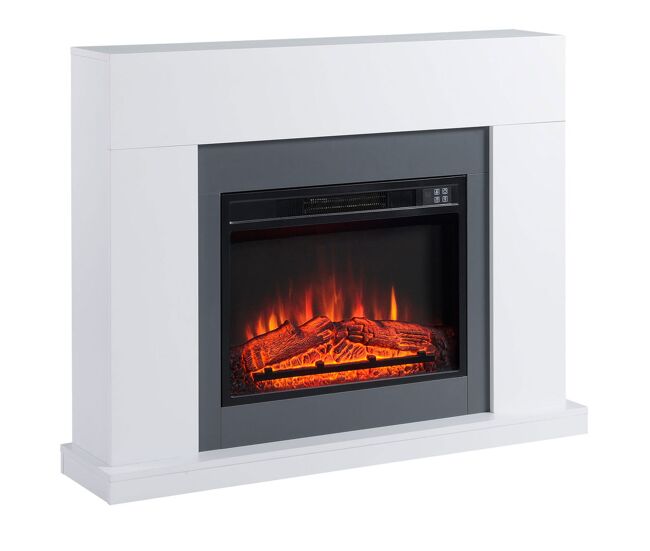 Homcom lareira électrique 1800-2000w com controle remoto chama ajustável termostato temporizador semanal e proteção contra superaquecimento 113x26,6x87,5cm blanc