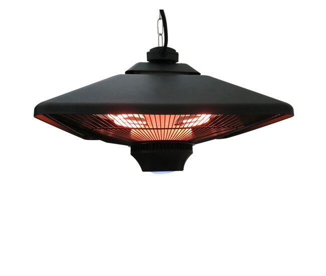 Outsunny aquecedor de teto suspenso tipo aquecedor électrique de halogênio radiante para interior e exterior 1000 / 2000w com controle remoto 43x43x25cm noir
