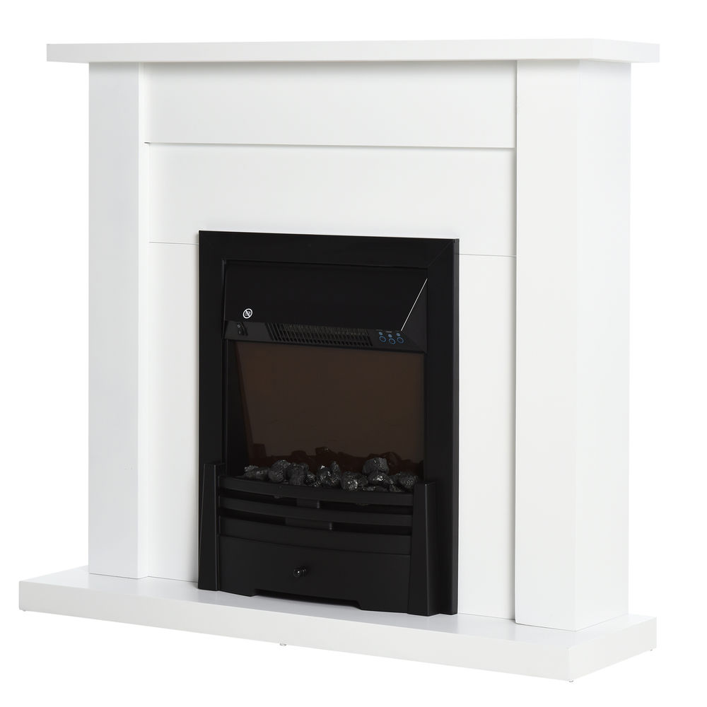 Homcom lareira elétrica decorativa com 2 configurações de aquecimento temporizador termostato integrado efeito de chama realista ajustável em 5 níveis
