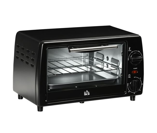Homcom forno elétrico de mesa 10 litros 750w mini forno torradeira com temperatura até 230 ℃ temporizador 60 minutos bandeja e grelha 36,5x26x22