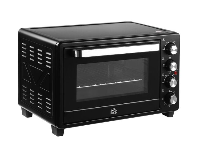 Homcom forno elétrico de bancada mini forno tostador de 32l 1600w com 3 modos de aquecimento, temporizador de 60 min e temperatura regulável até 230°c