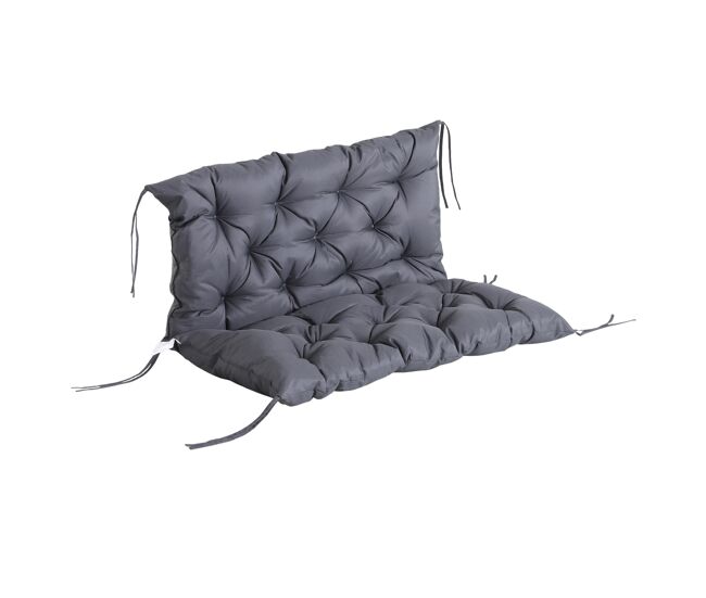 Outsunny almofada para banco de jardim com encosto, 100x98x8 cm, almofada de banco de 2 lugares para interior e exterior com enchimento espesso e