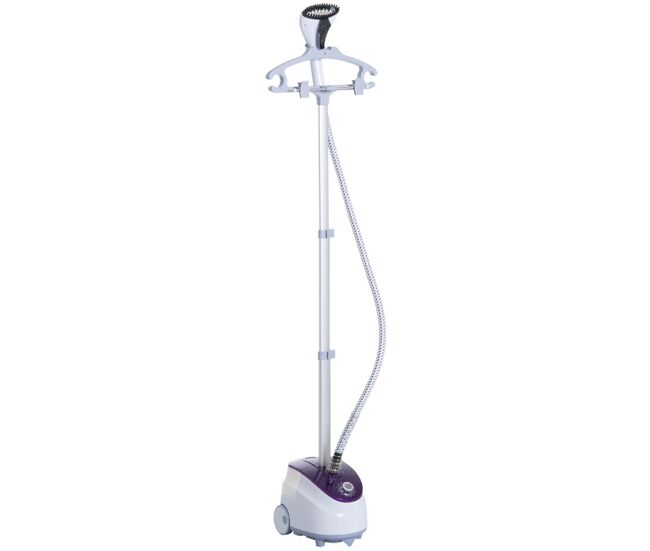 Homcom ferro de engomar a vapor com depósito de 1,8l e temperatura ajustável em 11 níveis ferro de engomar a vapor vertical 21,5x30x150 cm branco e