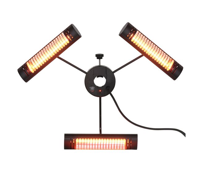 Outsunny aquecedor elétrico de exterior com 3 painéis 1000w aquecedor de infravermelhos com controlo remoto proteção ipx5 liga de alumínio para chapéu