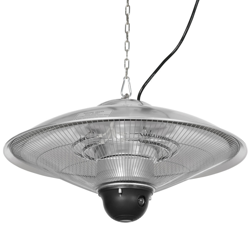 Outsunny aquecedor de jardim elétrico 1010w/1200w aquecedor de exterior de teto de infravermelho com controlo remoto 2 níveis de calor proteção ip44
