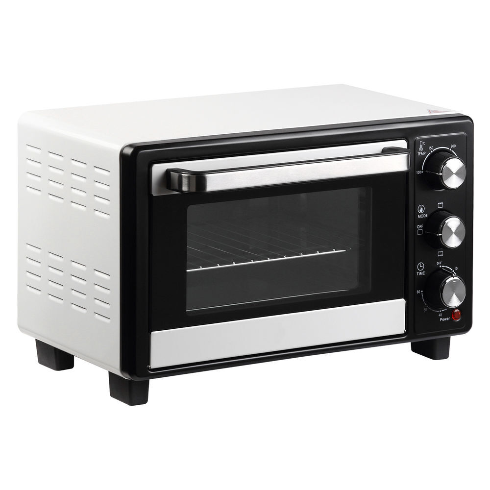 Homcom mini forno 16l 1400w com 3 modos de aquecimento temperatura até 230°c temporizador 60 minutos bandeja para assar e grade 44x32x28,1cm branco e