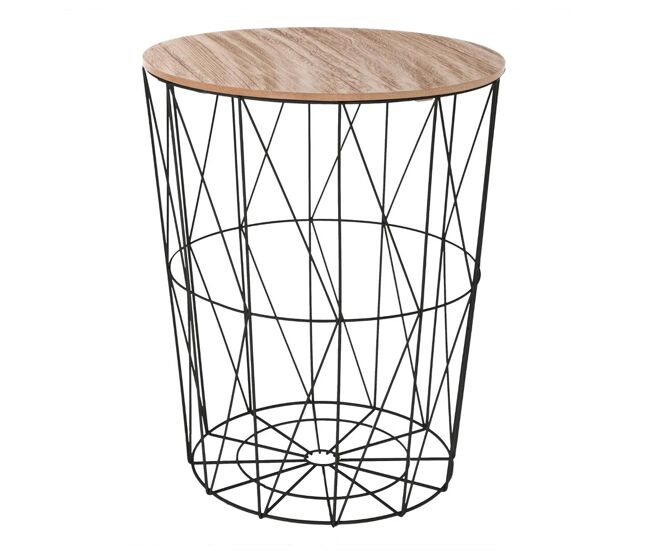 Mesa de centro kumi em cor noire, metal e mdf, dimensões: 47x47x57cm