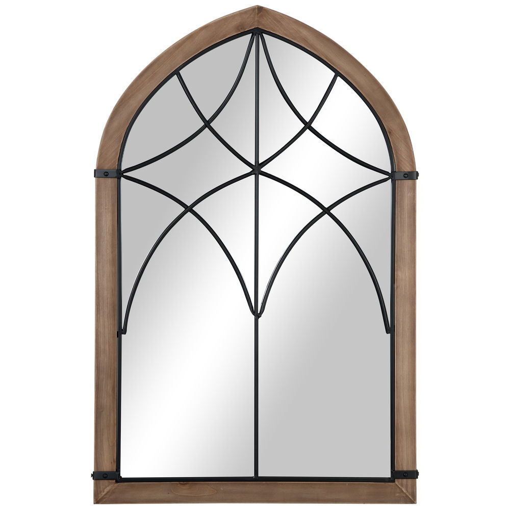 Homcom espelho de parede de madeira 93x60cm espelho decorativo com 2 ganchos estilo vintage para sala de estar dormitório entrada marrom