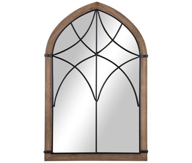 Homcom espelho de parede de madeira 93x60cm espelho decorativo com 2 ganchos estilo vintage para sala de estar dormitório entrada marrom