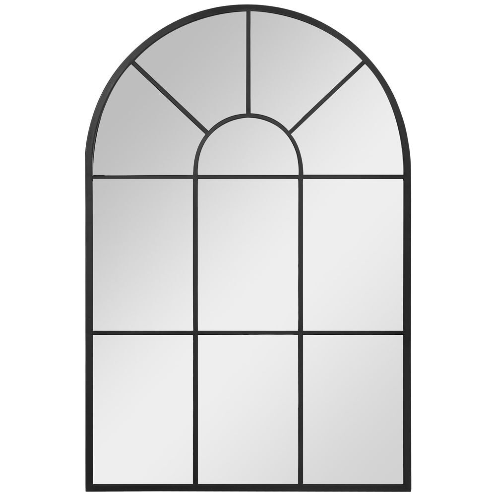 Homcom espelho decorativo de parede 60x91 cm espelho de metal para sala de jantar dormitório entrada estilo moderno preto