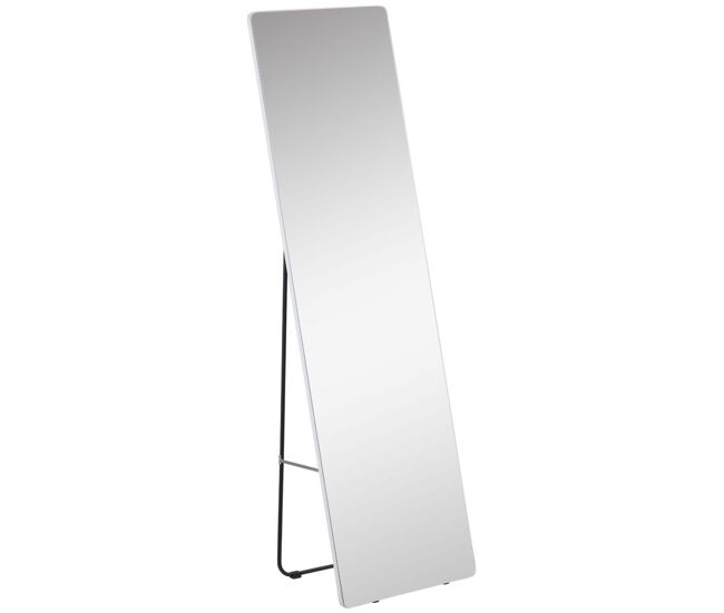 Homcom espelho de pé espelho de corpo inteiro 45x37x158,5cm espelho de parede com estrutura de liga de alumínio para sala de estar dormitório