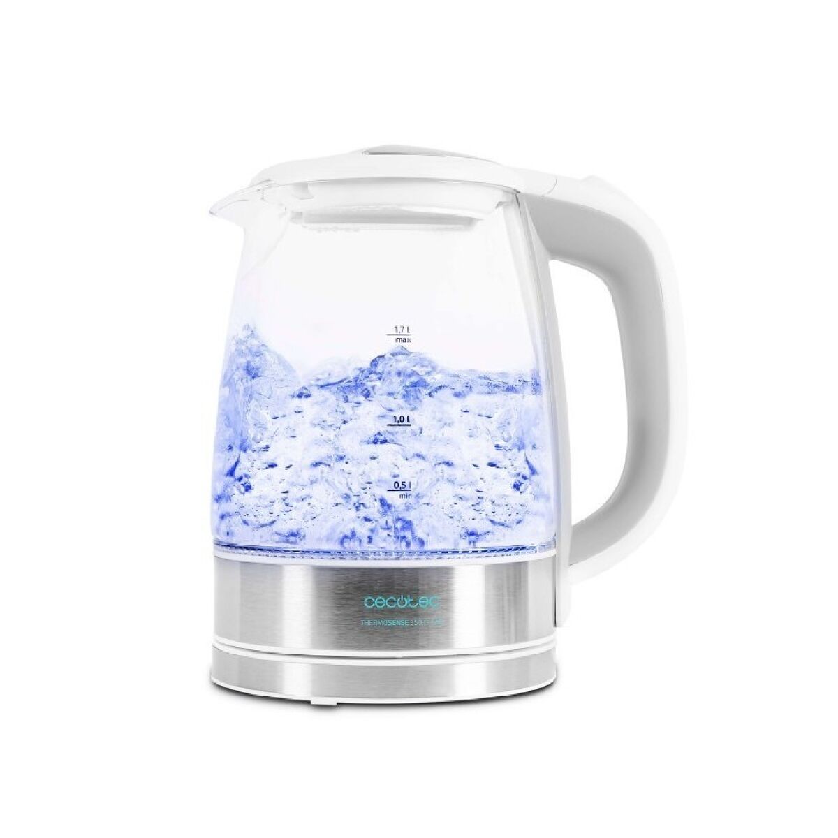 Cecotec bouilloire électrique de 1,7 litres, corps en verre borosilicate haute qualité avec 2200 w.