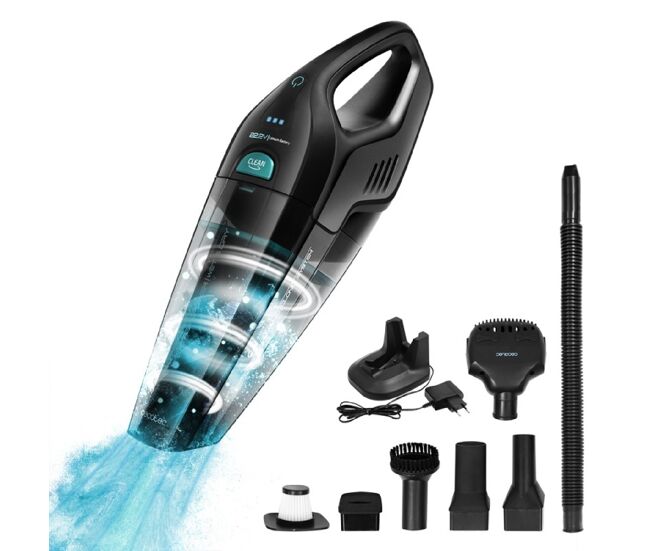 Cecotec aspirador de mão com bateria de ião-lítio 22,2 v. para sólidos e líquidos. acessório para pelos de animais.