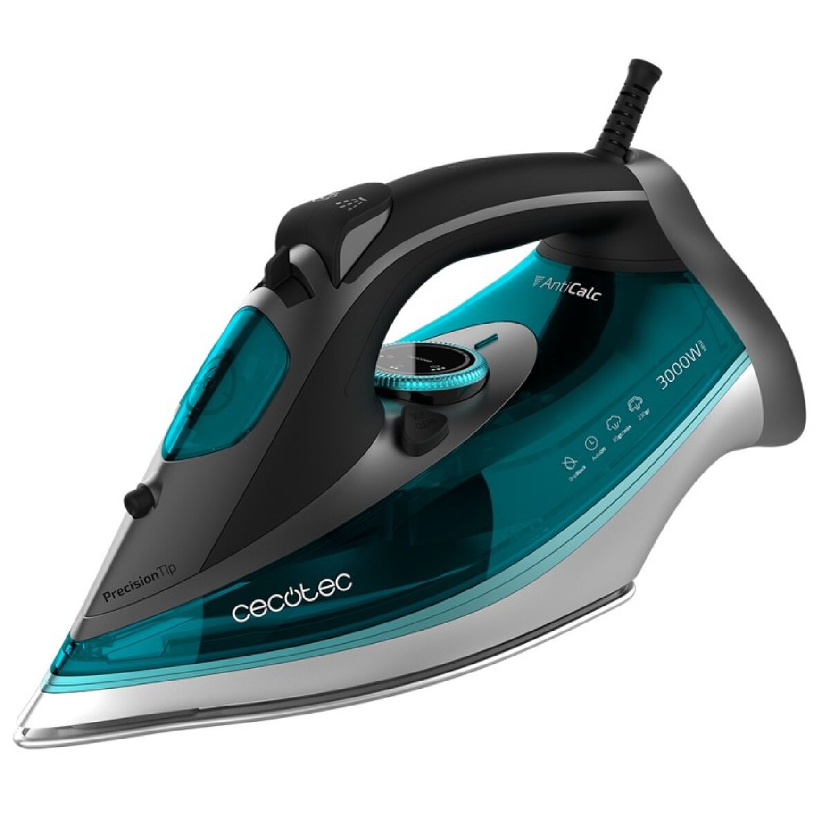 Cecotec Ferro a vapor ultra potente 3000 W. Vapor 65 g/min. Jato de vapor 230 g/min. Base TurboSlide. Modo ECO. Sistema de segurança Auto Shut Off. Anti gotas. Sistema anti calcário.
