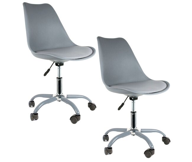 2 cadeiras kiruna com rodízios. cor: cinzento, altura do assento 57,5 cm.