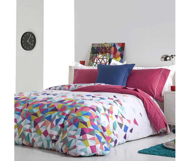 Capa de edredão echo fúcsia/azul/verde/branco 240x220 cm