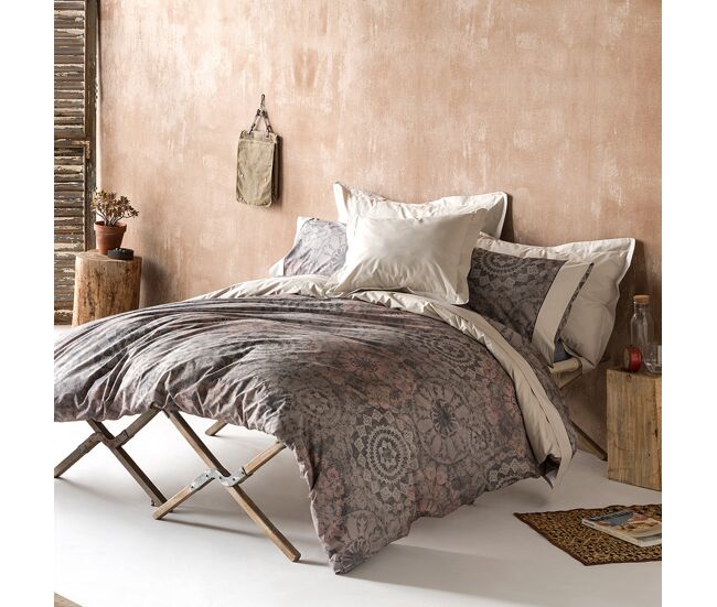 Capa de edredão eider bege/cinzento/rosa 155x220 cm