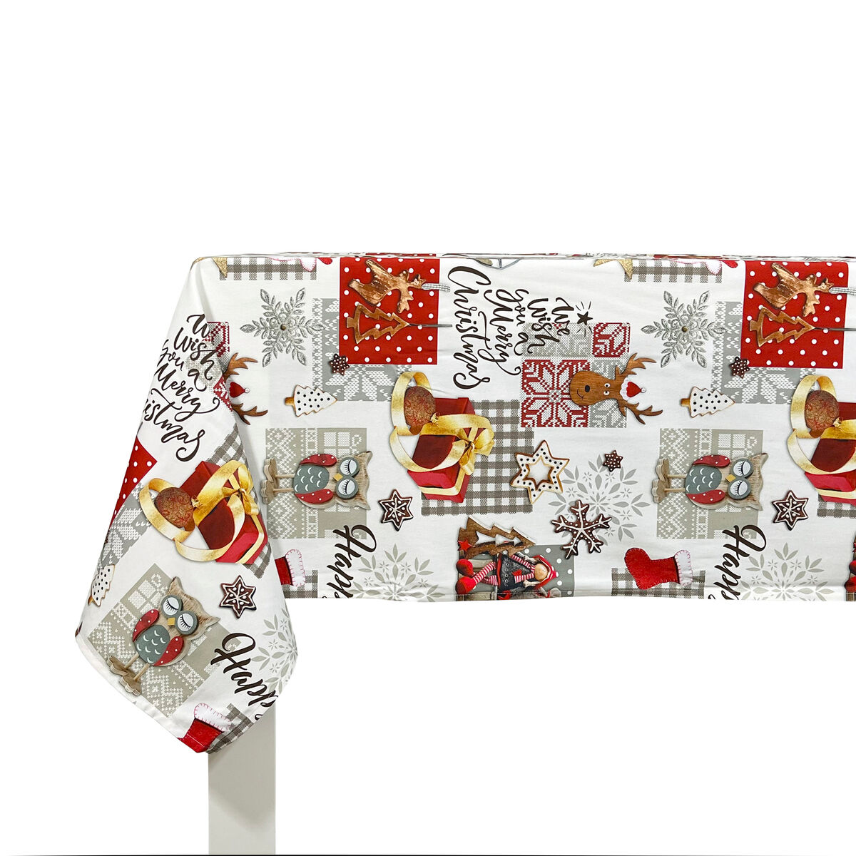 Capa de mesa de natal naive 150x150 cm