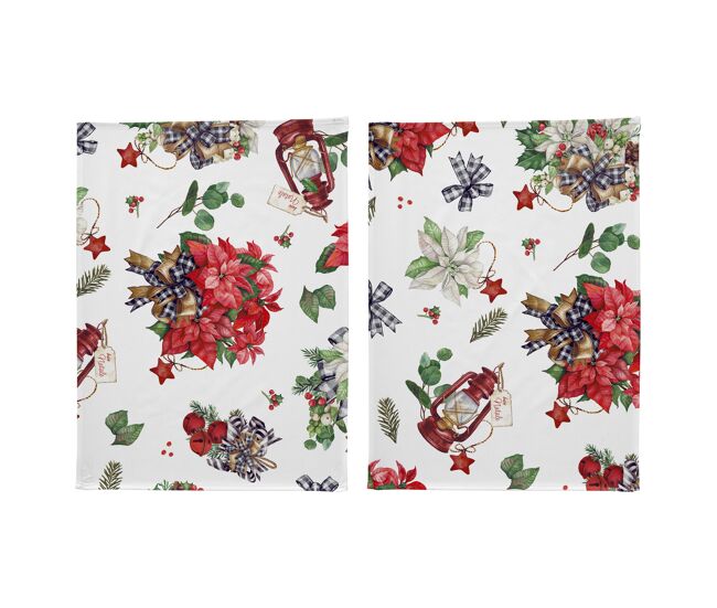 Pack de 2 panos cozinha natal ribbon