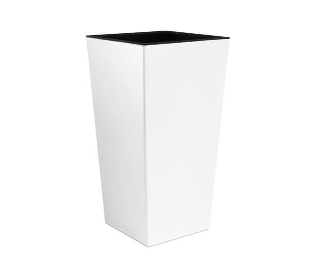 Vaso alto 35 l- prosperplast urbi square de plástico com tanque em blanc, 55 (alto) x 29,5 (largura) x 29,5 (profundo) cms
