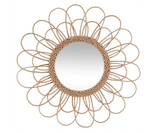 Espelho de flores de rotim d56 dimensões: 56x56 cm, cor: bege