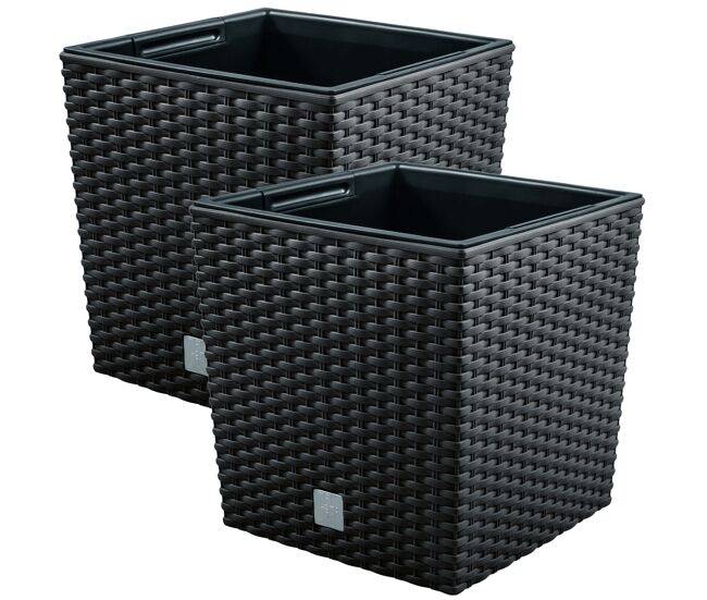 2 unidades escolares escolares 64 litros com cubilete para plantar em cores antracite 40 x 40 x 41 cm.