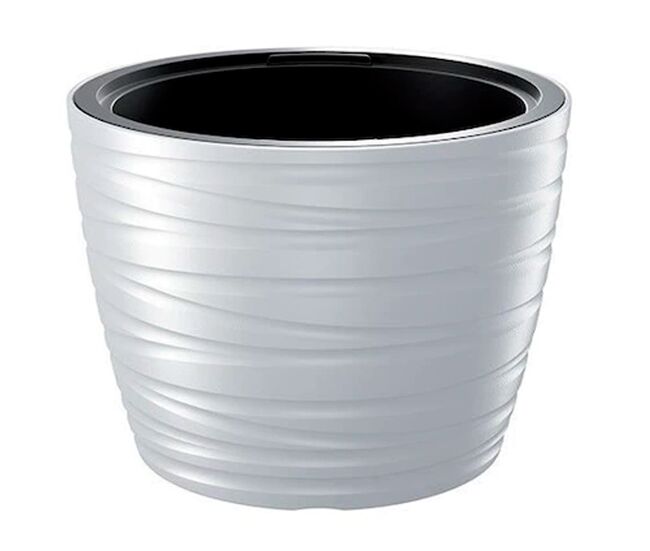 Pote baixo com depósito 22l limpo de plástico branco 37,5 (comprimento) x 37,5 (largura) x 27,9 (alto) cm