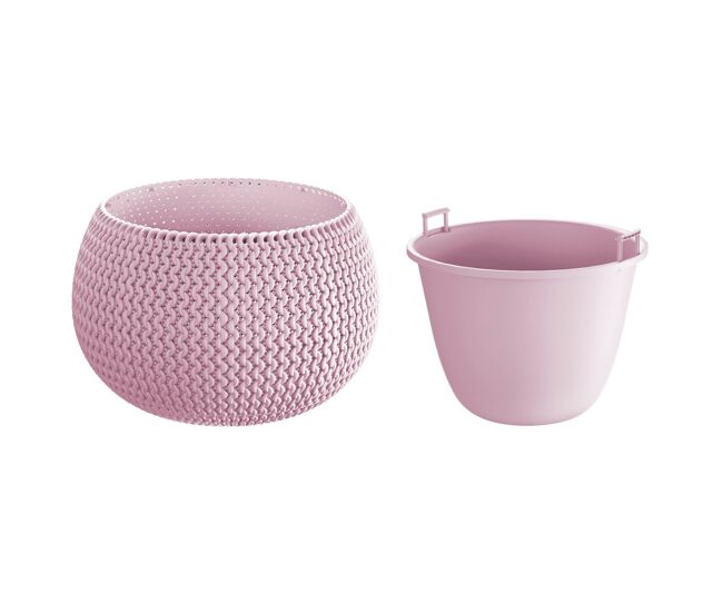 Potão redonda com depósito de tigela espilófia de plástico violeta 29 (comprimento) x 29 (largura) x 19 (altura) cm