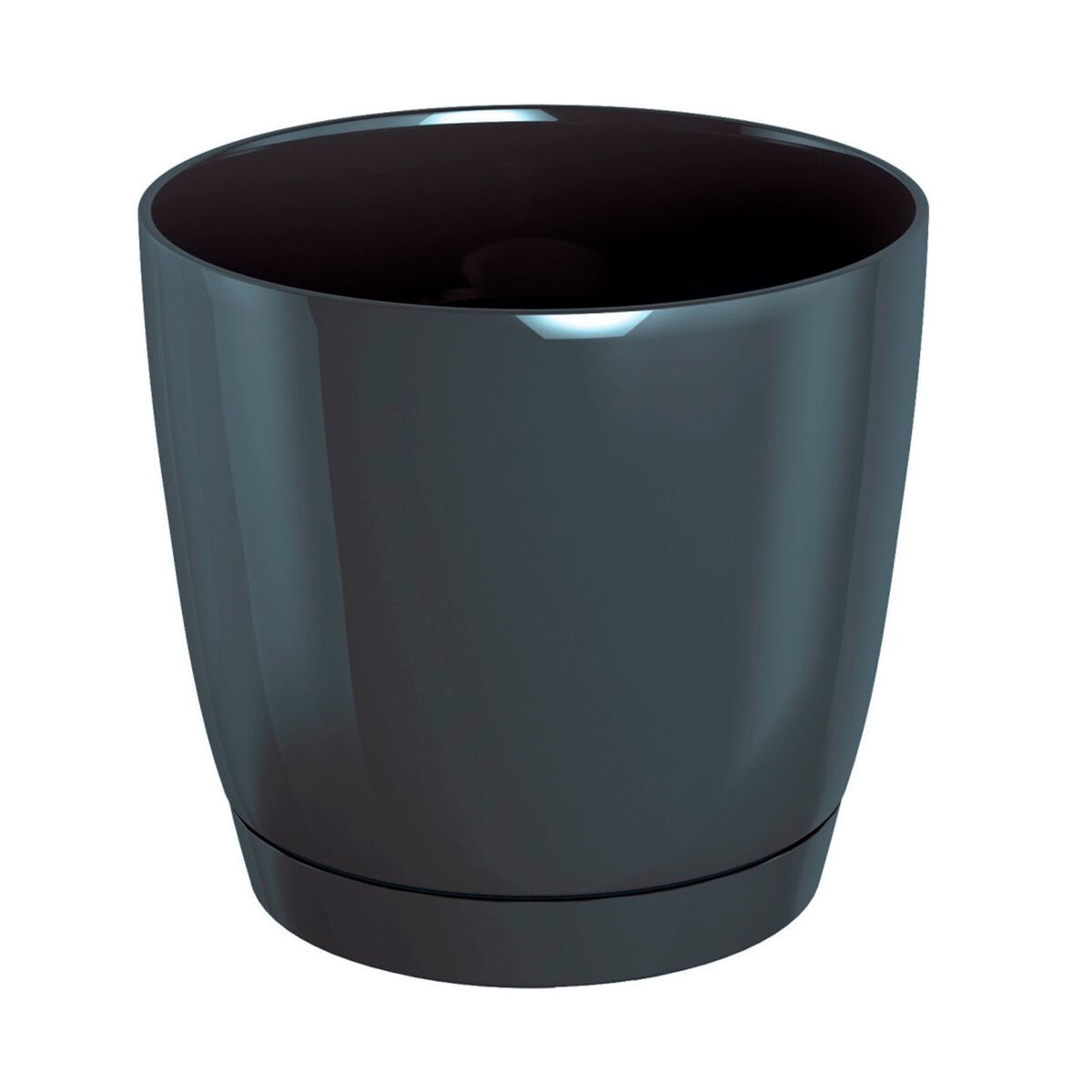 Coubi vaso de plástico redondo p em cor grafite 24 x 24 (l) x 22 (a) cm