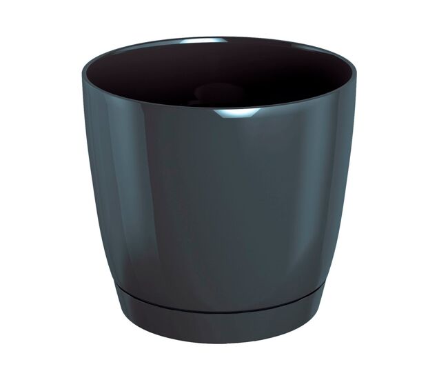 Coubi vaso de plástico redondo p em cor grafite 24 x 24 (l) x 22 (a) cm