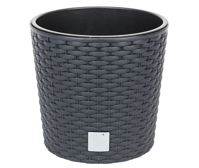 Redoto redondo 15,3 litros rato com cubilete para plantar em cores escuras de ocre 30 x 30 x 27 cm