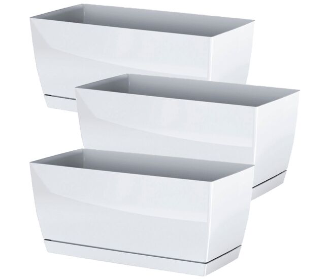 3x gardeleiro de plástico coubi caso p no branco 29 (comprimento) x 14.2 (largura) x 13,6 (altura) cm