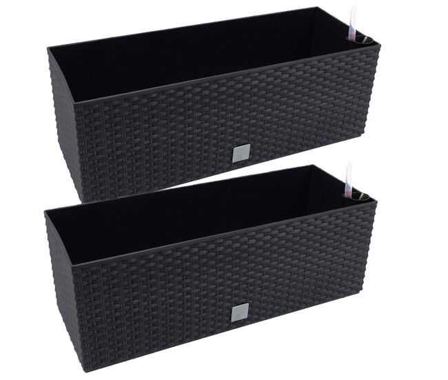 2 17 -liter unidades de jardineiro retangular com coro -rogia antracite 52 x 20 x 19 cm