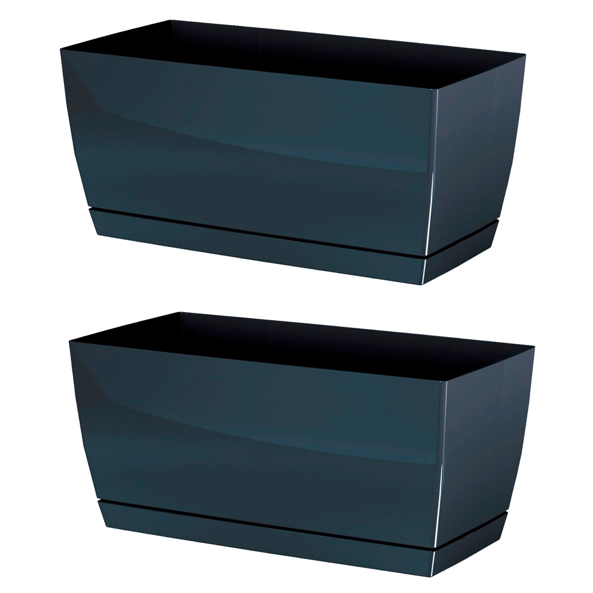 2x plantador de plástico coubi case p em cor grafite 29 x 14,2 (l) x 13,6 (a) cm