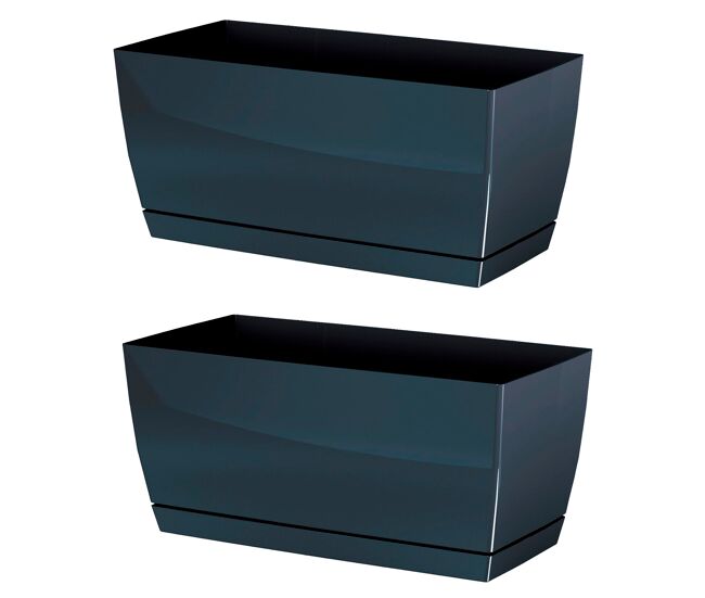 2x plantador de plástico coubi case p em cor grafite 29 x 14,2 (l) x 13,6 (a) cm