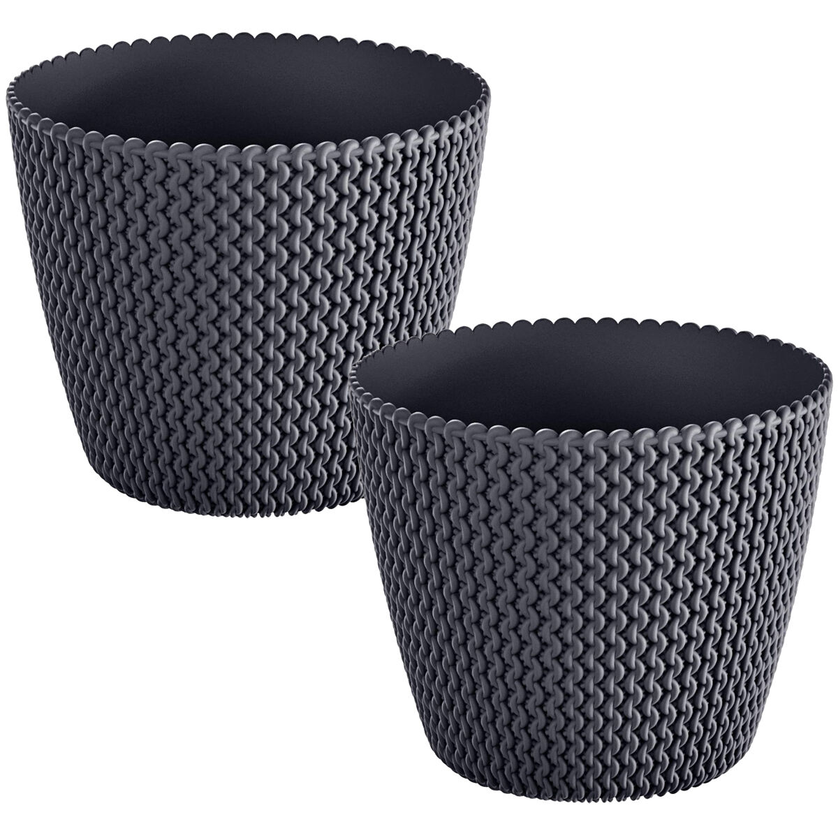 2x panela redonda 11.5l prosperplast splofy de plástico em cor antracita, ø29,5 x 24,9 cm