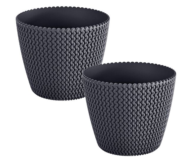 2x panela redonda 11.5l prosperplast splofy de plástico em cor antracita, ø29,5 x 24,9 cm