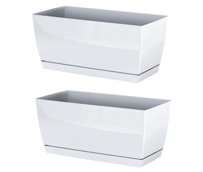 2x plástico jardinera coubi caso p em branco 29 (comprimento) x 14.2 (largura) x 13,6 (altura) cm