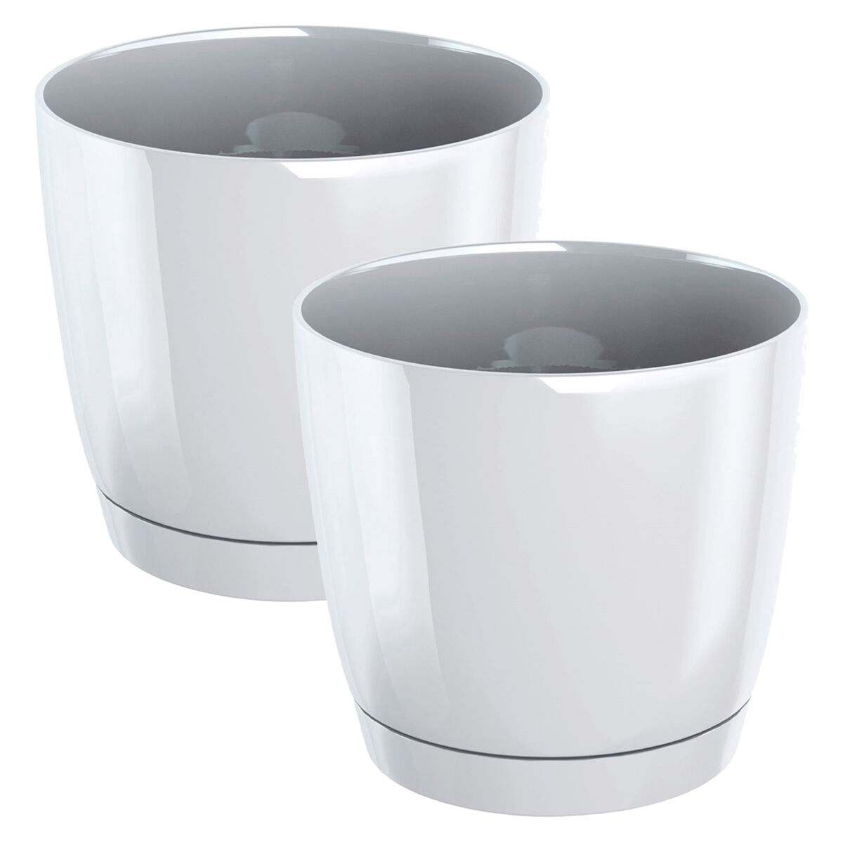 2x panela redonda de plástico coubi redonda p em branco 21 (comprimento) x 21 (largura) x 19,3 (altura) cm